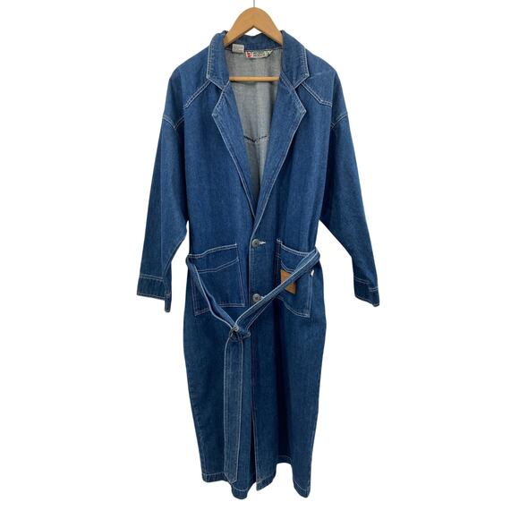 Michael Jackson M Vintage Denim Trench Coat - Picture 1 of 5